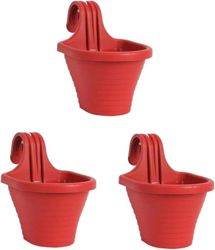 Balkon Saksı 20 Cm, 3 Litre 3 Adet Kırmızı