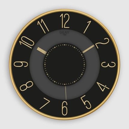 Premium Serisi Abs Çerçeveli Rakamlı Sessiz Akar Duvar Saati 30 cm, Gold - Siyah