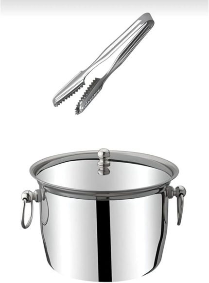 HOME Buz Kovası Termoslu Küçük Paslanmaz Termoslu Paslanmaz Çelik Buz Kovası Ve Buz Maşası Set 18/10-304 Paslanmaz Çelik Cafe Kafe Restaurant Lokanta Otel Bar 12 * 9