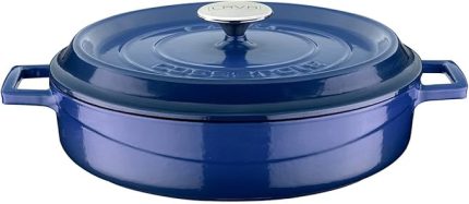 Trendy Çok Amaçlı 28 cm Döküm Demir Yayvan Tencere Mavi