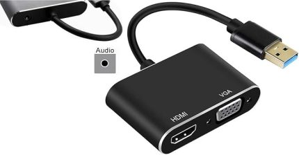 3349 Usb 3.0 To Hdmi Vga 3.5mm 1080P Monitör Genişletici Çevirici Dönüştürücü Adaptör Ekranı Genişletir Mevcut Monitörünüzle Çalışmanızı Yaparken. Diğer Ekranınızı Kullanabilirsiniz