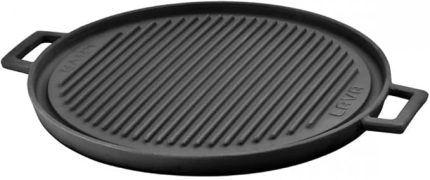 Döküm Yuvarlak Çift Yön Izgara Tavası Döküm Demir Yekpare Çift Kulplu Çap(Ø)34cm.