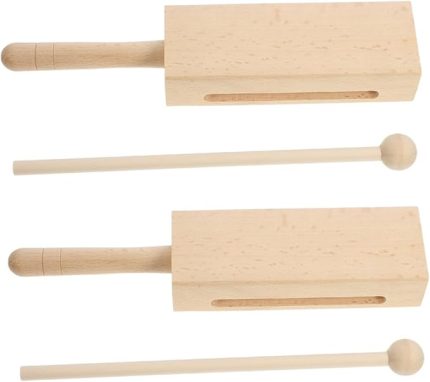 2 Takım Perküsyon Müzik Aletleri Çok Müzikal Müzik Ritim Oyuncaklar Engellemek Vurmalı Tahta Blok Tokmaklar Kütük Ritim Vurmalı Çalgı Siren Parke Eğitici Müzikli Oyuncak Odun