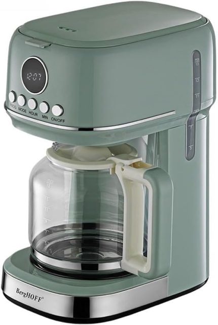 Gem Retro Filtre Kahve Makinesi – 900 W, 1, 5 L Cam Demlik | Mint Yeşil