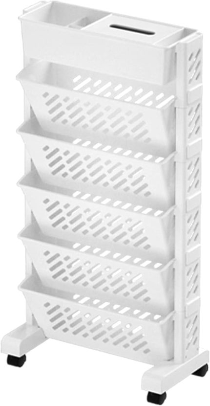 Kitap Rafı Depolama Kitaplık Tekerlekli Dosya Arabası Tekerlekli Kitap Arabası Haddeleme Kitap Arabası Ev Sınıf Ofis Yurt için Haddeleme Organizasyon Rafı(6 Katman)