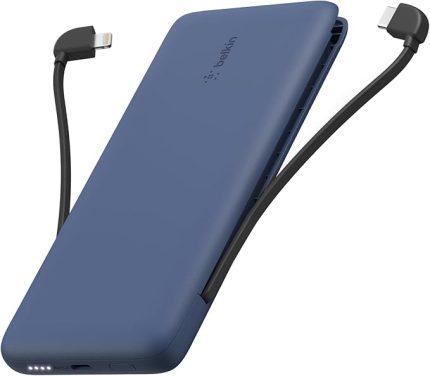 BoostCharge Plus 10000 mAh Kapasiteli Taşınabilir Powerbank, MFI Sertifikalı 2 adet USB-C kablo bağlantı noktası, 23W, Mavi