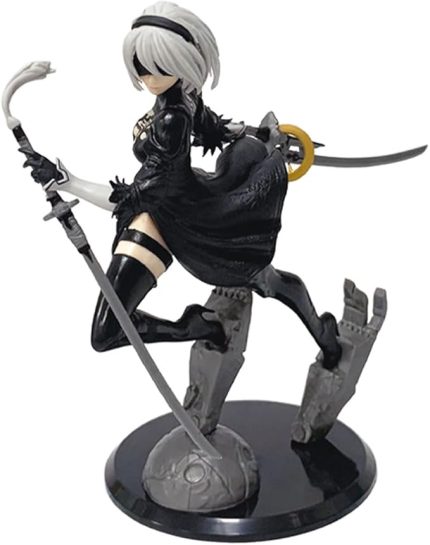 2B Anime Heykelcik 2Bautomata Figür Dövüş Duruşu No.2 Tip B Figürü PVC Model Serisi Masaüstü Dekorasyon Koleksiyon Ürünleri (Siyah)