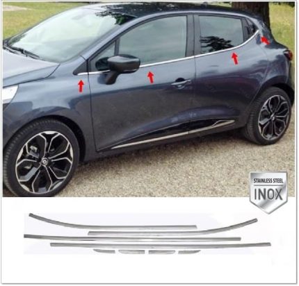OTO AKSESUAR Renault Clio 4 İle Uyumlu HB Krom Cam Çıtası 8 Parça 2012-2018 Arası P.Çelik
