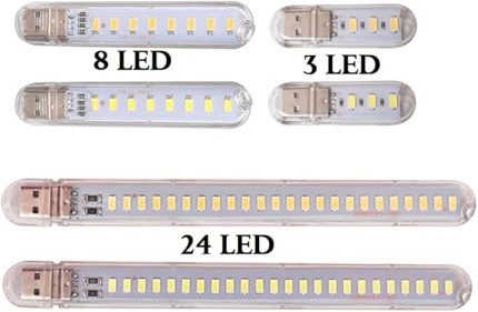 Mini USB Led Lamba 3-8-24 LED 5730 SMD Kamp Stick Led (Beyaz, 24 LED)