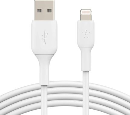 Lightning Kablosu (iPhone, iPad, AirPod'lar için Boost Charge Lightning - USB Kablosu) MFi Sertifikalı iPhone Şarj Kablosu (1 m, Beyaz