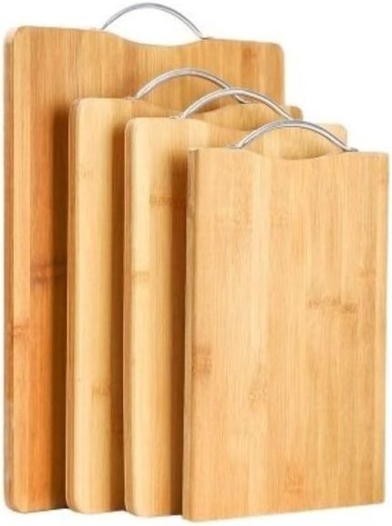 Home Metal Saplı Bambu Kesme Tahtası, Ahşap Kesim Panosu, Et, Balık, Sebze ve Ekmek için Çok Yönlü Kesim Tahtası, Doğrama Tahtası Bambu (1, 32x22 Cm)