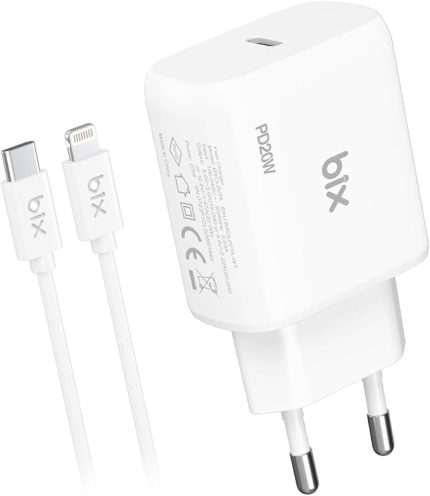 BXCL20TA 20W PD Süper Hızlı Type-C Şarj Cihazı, Type-C’den Lightning’e Kablosuyla iPhone 14/14 Pro/14 Pro Max, iPhone 13/12/11/X/XR/XS/Serisi, iPad 9, AirPods Pro ve Daha Fazlasıyla Uyumlu
