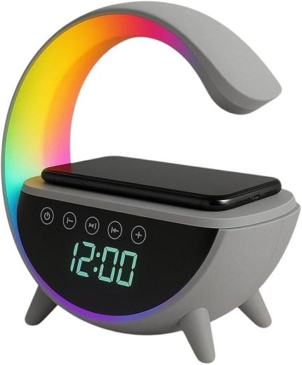 Işıklı Kablosuz Şarjlı Bluetooth Hoparlörlü Alarm Saati – Mükemmel Ses, Işık ve Konfor Tek Bir Cihazda!