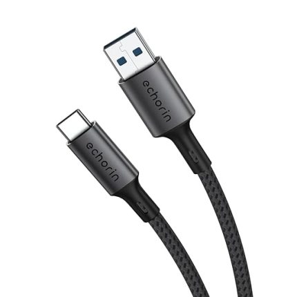 USB 3.0 USB-A'dan USB-C'ye 15W PD Hızlı Şarj 5V3A Yüksek Kaliteli Alüminyum Örgülü Kablo 5Gbps 1 Metre (Gri)