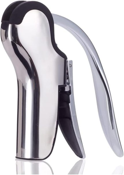 Kompakt Şarap Açacağı Paslanmaz Çelik Dikey Kol Tirbuşon Dahili Folyo Kesici ile