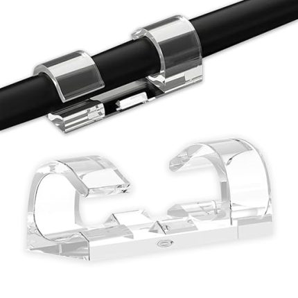 Kablo Klipsi Paketi, 20 Adet Yapışkanlı Kablo Tutucu Klips, Yapıştırıcı Akrilik ile, çalışma masası, güç kablosu, USB şarj kablosu, şarj kablosu vb. için güvenli altlık, Şeffaf