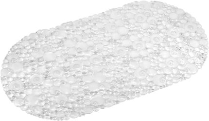 Mark Premium Serisi Banyo - Küvet İçi Kaydırmaz Vantuzlu Yuvarlak Desenli Paspas 62 x 32 cm, Şeffaf