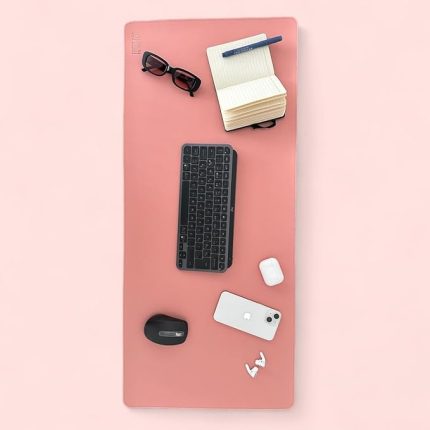 El Yapımı Deri Masa Pad - Premium Kaymaz Deri Mousepad Ve Klavye Altlığı - Sümen Masa Matı (Pudra)