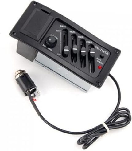 Eq-7545r Gitar Manyetiği Preamp Akustik Gitar Tuner 4 Bant Ekolayzer Manyetiği Amfi Için Siyah