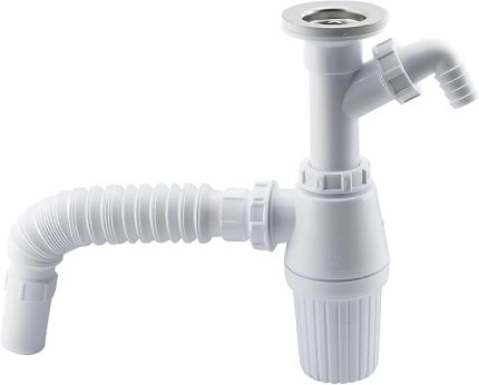 Çift Giderli Pis Su Sökülebilir Tas'lı Sifon Körüklü Temizlenebilir Mutfak Banyo Lavabo Borusu Gideri