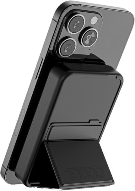 10000 mAh Powerbank + Watch Şarj Cihazı, Magsafe Teknolojisiyle Uyumlu, Dahili Stand,Minimal ve Kompakt Tasarım, Renk: Siyah