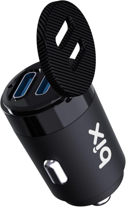 BXCC65C 65W Çift Portlu Type-C Araç Şarj Aleti iPhone & Android & Notebook Mini Araç içi Şarj Cihazı (Siyah)