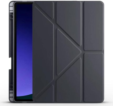 Samsung Galaxy Tab S10 FE ile Uyumlu Kılıf Tri Folding Silikon Kalem Bölmeli Katlanabilir Standlı PU Deri Yumuşak Kapak, Tablet Kılıfı [Akıllı Kapak, Uyku Modlu], Siyah