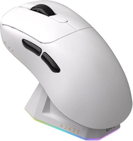 AJAZZ AJ179 PRO 3 Modlu 8000Hz 26.000 DPI Manyetik Şarj İstasyonlu PAW 3395 Optik Sensör Gaming Mouse (Beyaz)