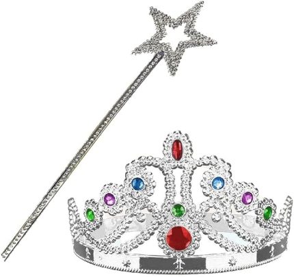 Aksesuar Gümüş Renk Metalize Prenses Tacı ve Metalize Prenses Yıldız Asası