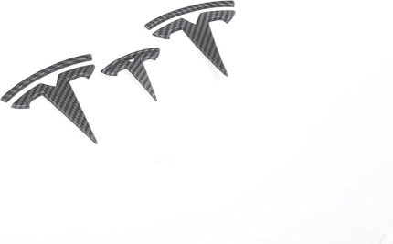 Tesla Model Y ile Uyumlu T Logosu (Ön Kaput + Arka Bagaj + Direksiyon Simit) Mat Karbon