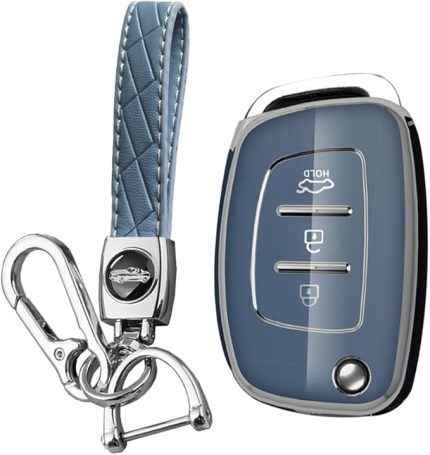 Katlanır anahtar kılıfı Hyundai ix35 i10 i30 Solaris Tucson Sonata Santa Fe Mistra Elantra Creta Verna TPU araba anahtarı kılıfı anahtarlık anahtarlık 3 tuşlu A gri