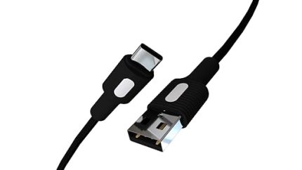 USB A-C Hızlı Şarj Kablosu, Siyah Kablo, Beyaz/Siyah Uçlar (150 CM)