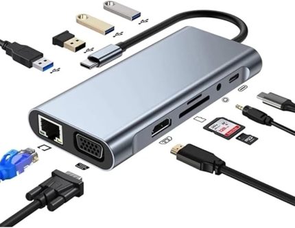 C Hub 11 in 1 USB C Docking Station 4K HDMI,VGA,Type C PD,USB3.0,RJ45 Ethernet,SD/TF AUX Macbook Pc Uyumlu Adaptör Çoklayıcı Çevirici Dönüştürücü hub114