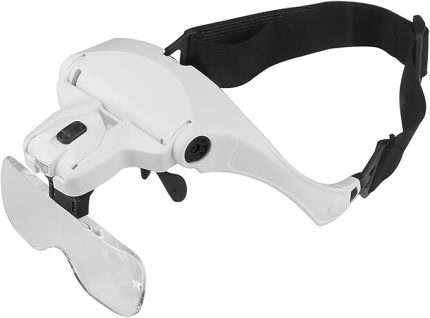 Lens 1.0X-3.5X Ayarlanabilir Braket Kafa Bandı Gözlük Büyüteç 2 Işıklı Büyüteç