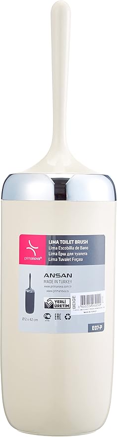 M-E07-09-P Lima Tuvalet Fırçası, Krom Dekorlu, Bej