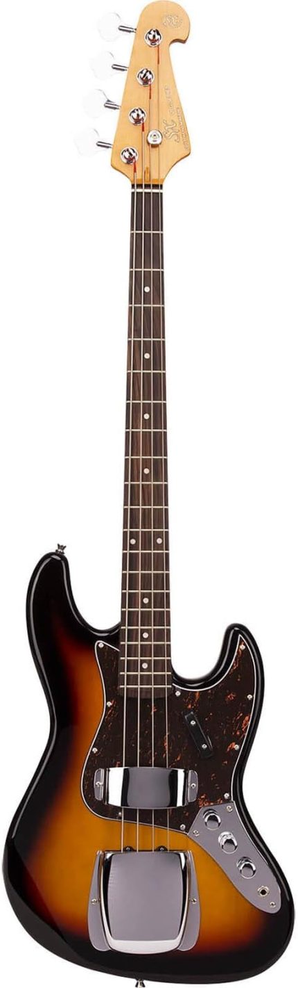 SJB62C+/3TS Tortoise Shell Pickguard Bas Gitar, 3-Tone Sunburst