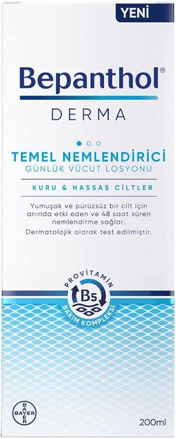Derma Temel Nemlendirici Günlük Vücut Losyonu 200 ml l Kuru ve Hassas Ciltler