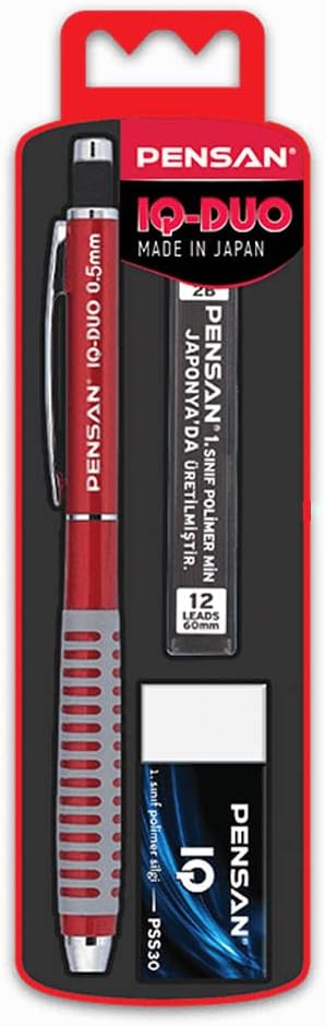 Iq-Duo Set 0,5 Mm Kırmızı Renkli Silgi+Min - PE4008VKSET05 KIRMIZI