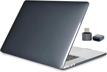 Macbook Air Kılıf 13.6 inç M2-M3-M4 Çip Uyumlu A2681 A3113 A3240 | Kristal Sert Koruma Kılıfı | Hafif İnce Tasarım, Çizilmeye Dayanıklı, Parlak Kapak Siyah
