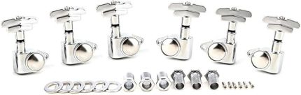 Gitar Akort Burguları (3L + 3R El) - 1:21 Art Deco Rotomatic Akort Burguları İmparatorluk Tarzı Akort Burguları Değiştirmeli - Krom Gümüş 1 takım