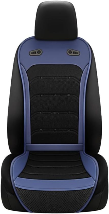 Soğutmalı Araba Koltuk Minderi, 12V/24V Ön Koltuk Soğutmalı Koltuk Kılıfı, Işıklı Fanlar Yaz Nefes Alabilir Havalandırmalı Koltuk Minderi Araba Kamyonet için, Mavi