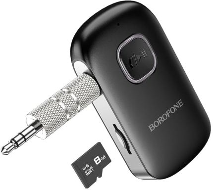 Borofone Wireless Bluetooth 5.0 3.5mm Jack Aux Araç Ses Aktarım Kiti Adaptör Bluetooth Çevirici Araba Hoparlör Kulaklık için Taşınabilir Kablosuz Ses Araç Kitleri Adaptörü BC42