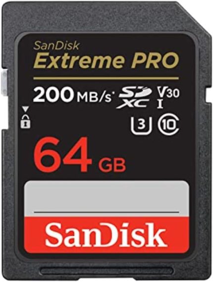 Extreme PRO SDXC UHS-I hafıza kartı 64 GB (V30, aktarım hızı 200 MB/sn, U3, 4K UHD videolar, SanDisk QuickFlow teknolojisi, ısıya dayanıklı)