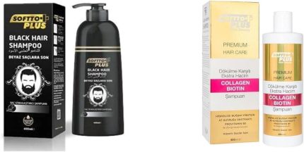 Plus Saç Siyahlaştırıcı Şampuan 350 Ml + Anti-Haır Loss Extra Volume Collagen Bıotın Şampuan 400 Ml