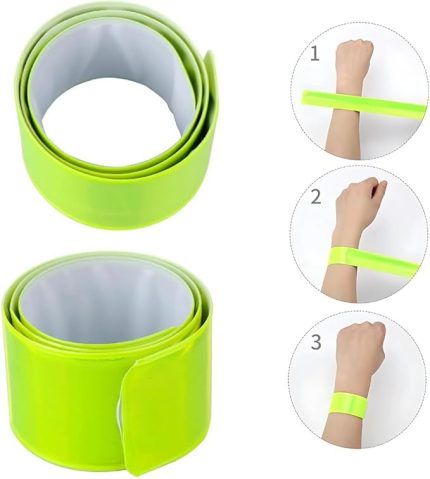 Kol Bandı Yansıtıcı Bileklik 2 Adet Yeşil-Sarı, 3cm x 40cm, Kendiliğinden Sarıcı