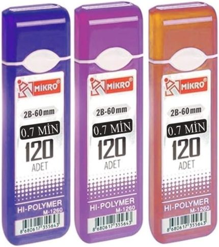 Ucu 120 li 0.7 mm 2B 3 Paket Çoklu Versatil Kalem Uç Mekanik Uçlu Otomatik Kurşun Mikro Kalem Ucu 60 mm Yumuşak