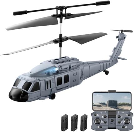 Kumandalı Helikopter, 4K HD Çift Kamera Hareket Algılama Uçağı En Kaçınma Fonksiyonu ile 3 Pil, şkinler Çocuklar Başlangıç Seviyesi için İHA, Gri