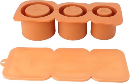 30oz 40oz Bardak için Silikon Buz Küpü Tepsisi, Dondurucu Buzlu İçecek Kokteyl Turuncu için Çıkarılabilir Kapaklı Kolay Serbest Bırakılan İçi Boş Silindir Buz Küpü Makinesi