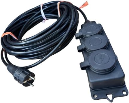 Grup Priz 3x2.5mm TTR Topraklı Siyah Kauçuk Uzatma Kablosu (10 METRE)