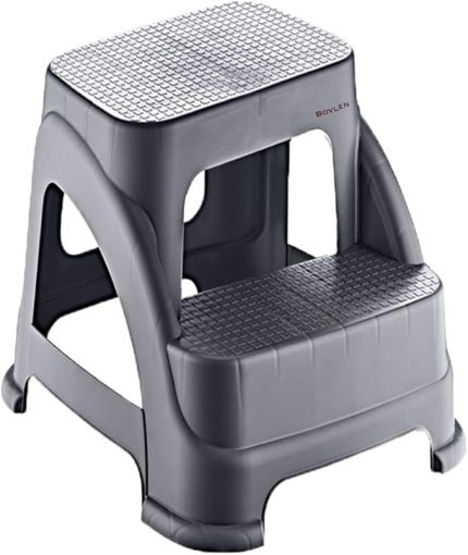 İki Basamaklı Kaymaz Büyük Boy Tabure - 120 KG Taşıma Kapasiteli - Basamaklı Tabure - Sert Plastik